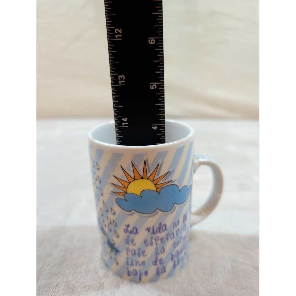 Sigris Spanish Quote Tea Infuser Mug with Lid Ceramic Strainer Sun Rainbow Blue - Picture 11 of 11